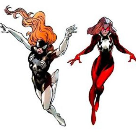 Madame Web and Spidergirl from Marvel comics