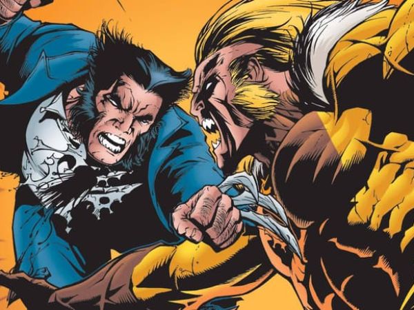 Sabretooth vs Wolverine during Wolverine wedding. 